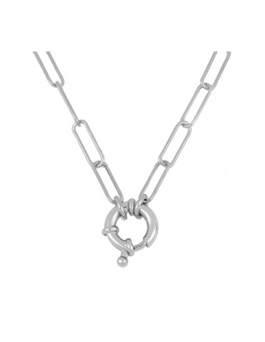 Collar cadena Cadena forzada eslabones largos con cierre reasa decorativo. Gargantilla de plata de Nube Jewels.