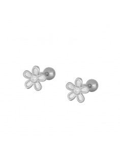 Piercing kolczyk do ucha w kształcie kwiata. Biżuteria wykonana ze srebra próby 925 firmy Nube Jewels.