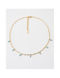 Collar cadena fina con adición de piedra natural turquesa. Joyas de plata de marca Nube Jewels.