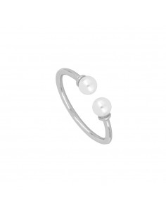 Anillo abierto y ajustable. Anillo abierto con perlas. Anillo de plata de Nube Jewels.